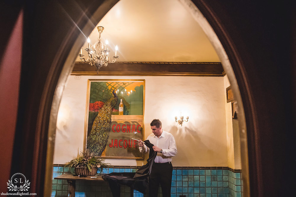 groom getting ready at Fabulous Fox Theater St Louis wedding