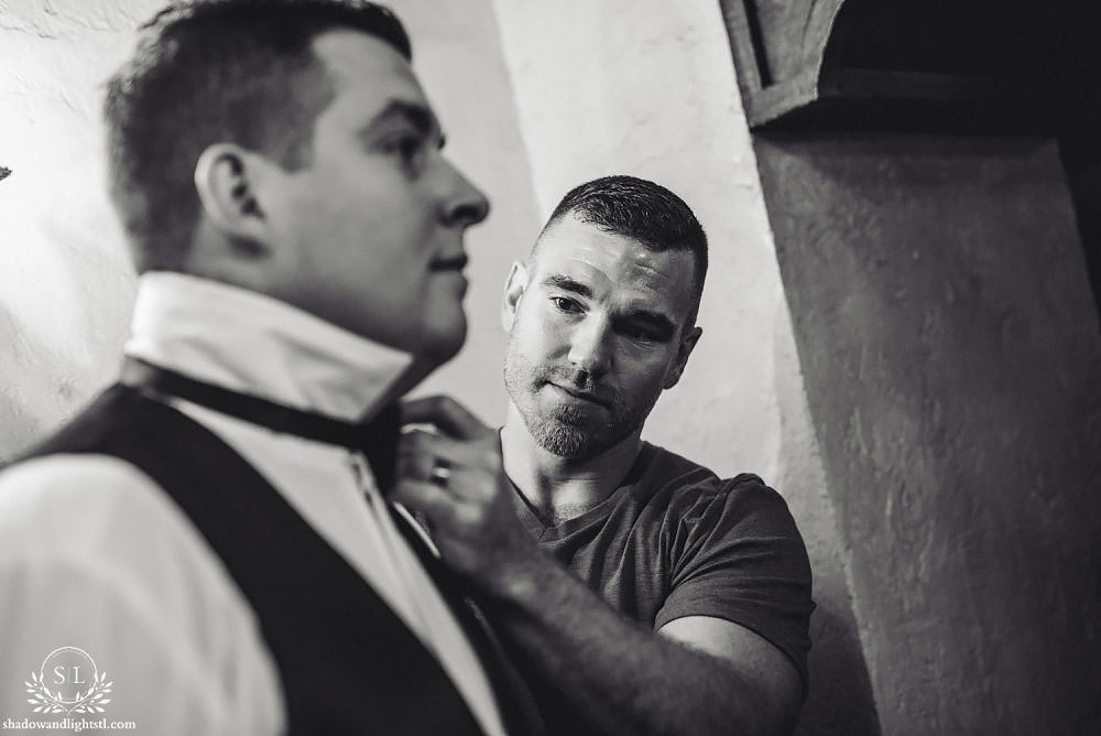 groom getting ready at Fabulous Fox Theater St Louis wedding