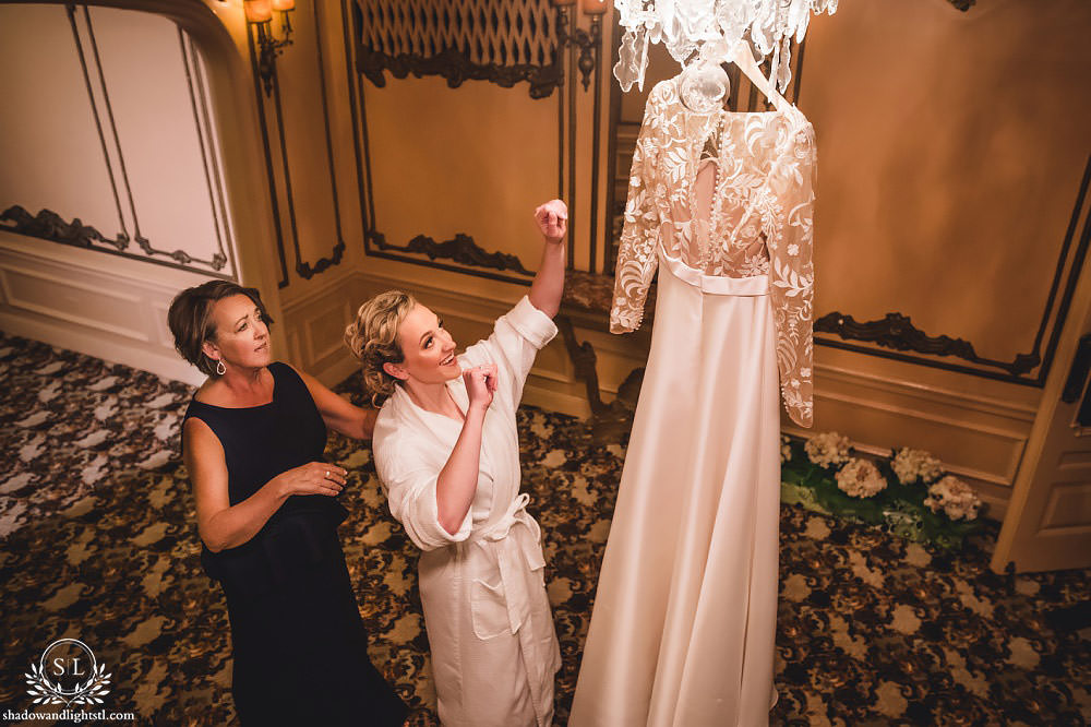 bride getting ready at Fabulous Fox Theater St Louis wedding