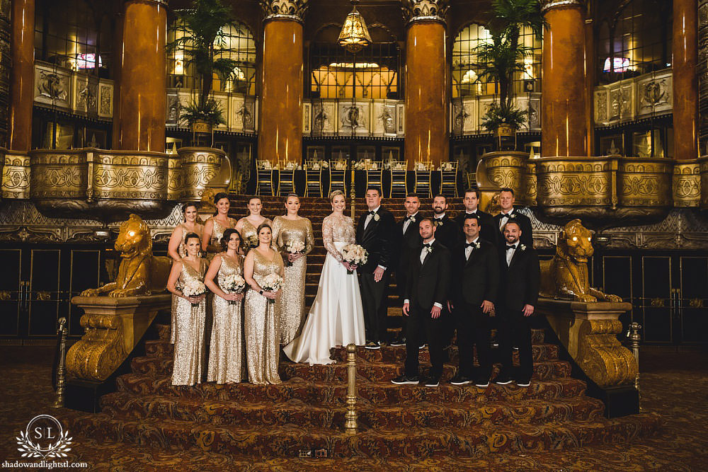 wedding party at Fabulous Fox Theater St Louis wedding