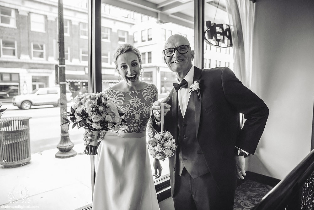 bride and father at Fabulous Fox Theater St Louis wedding