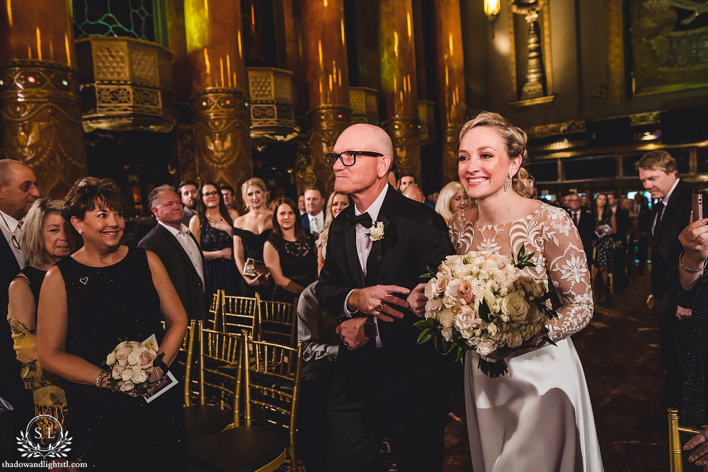 wedding ceremony at Fabulous Fox Theater St Louis wedding