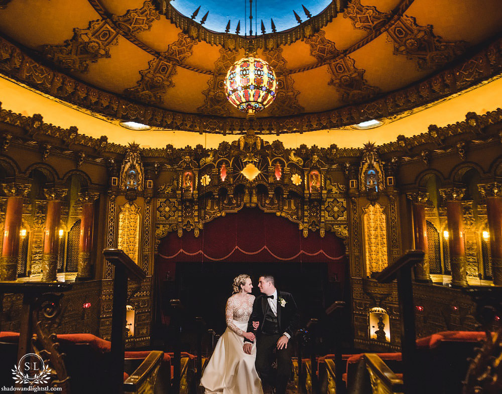 bride and groom portraits at Fabulous Fox Theater St Louis wedding