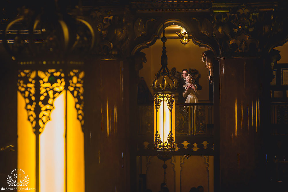 bride and groom portraits at Fabulous Fox Theater St Louis wedding