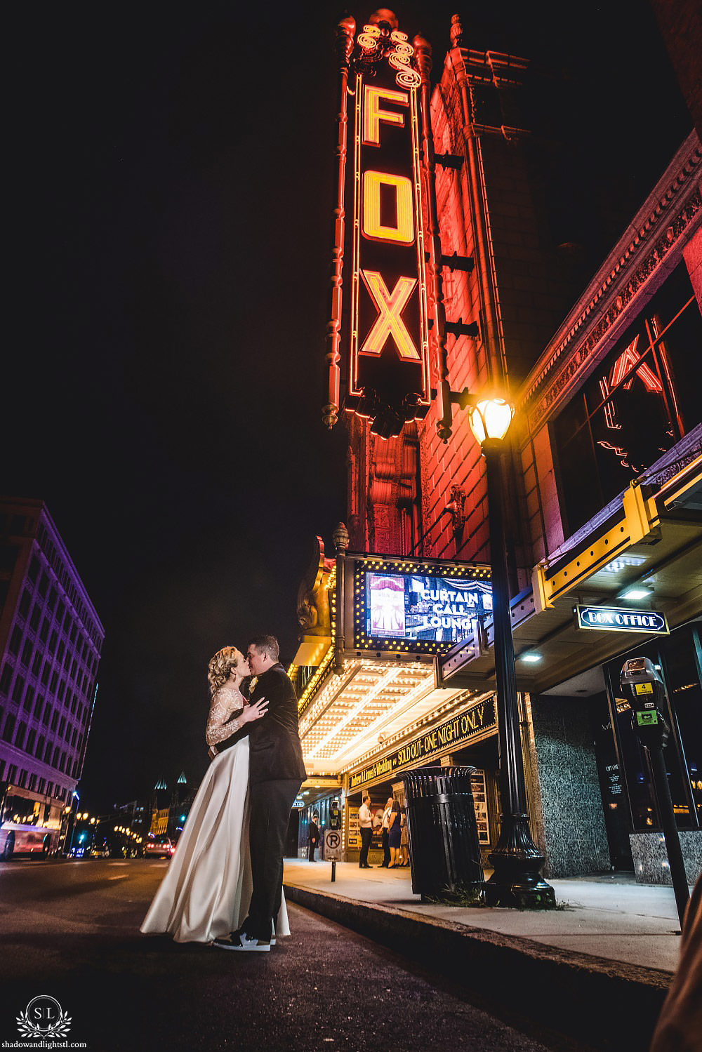 bride and groom portraits at Fabulous Fox Theater St Louis wedding