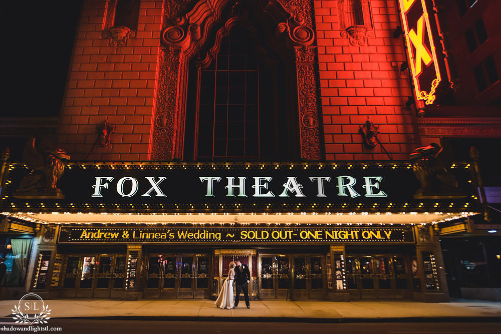 bride and groom portraits at Fabulous Fox Theater St Louis wedding