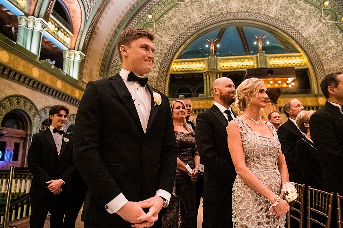 Groom and his family in  in beautiful St. Louis Union Station wedding photo