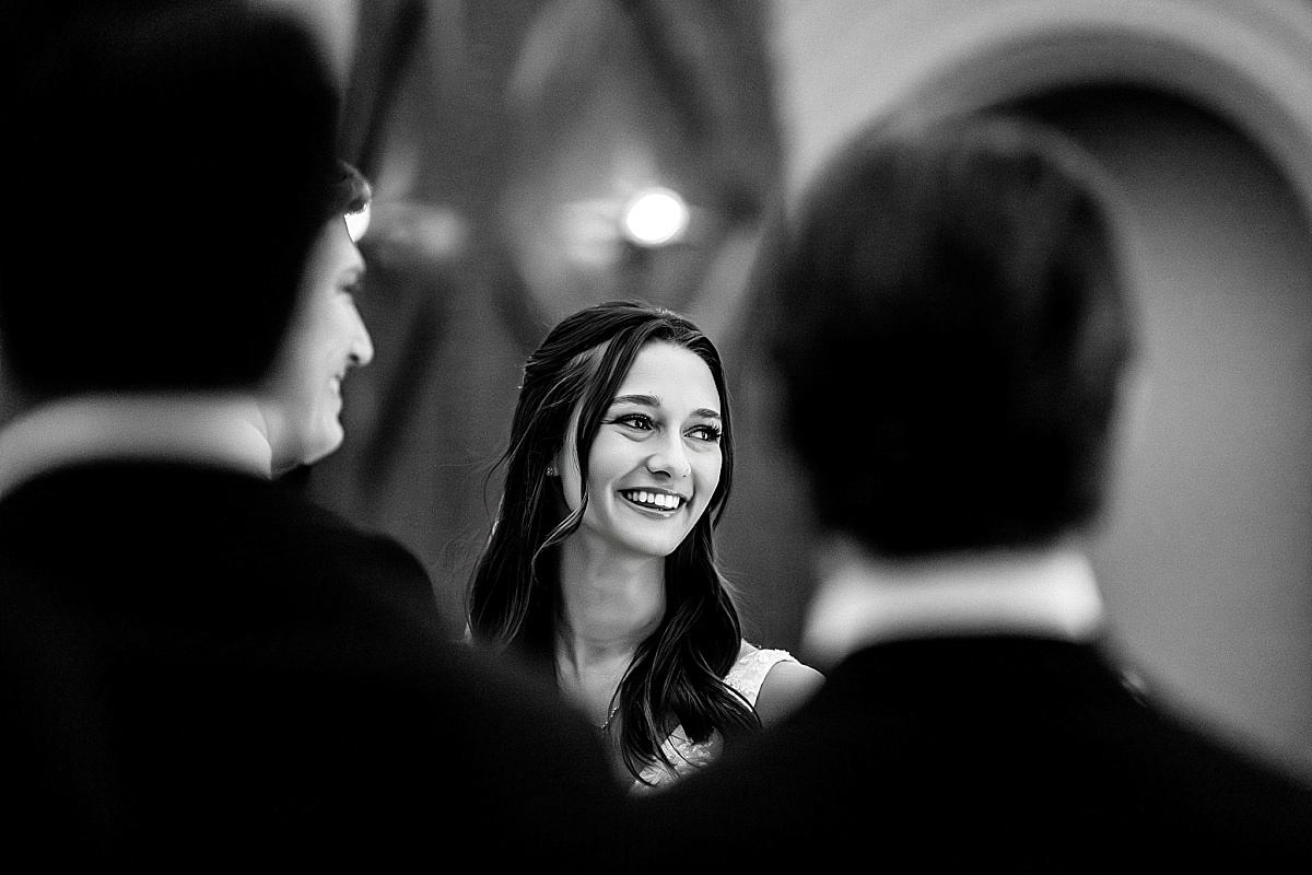 Bride smiling in beautiful St. Louis Union Station wedding photo