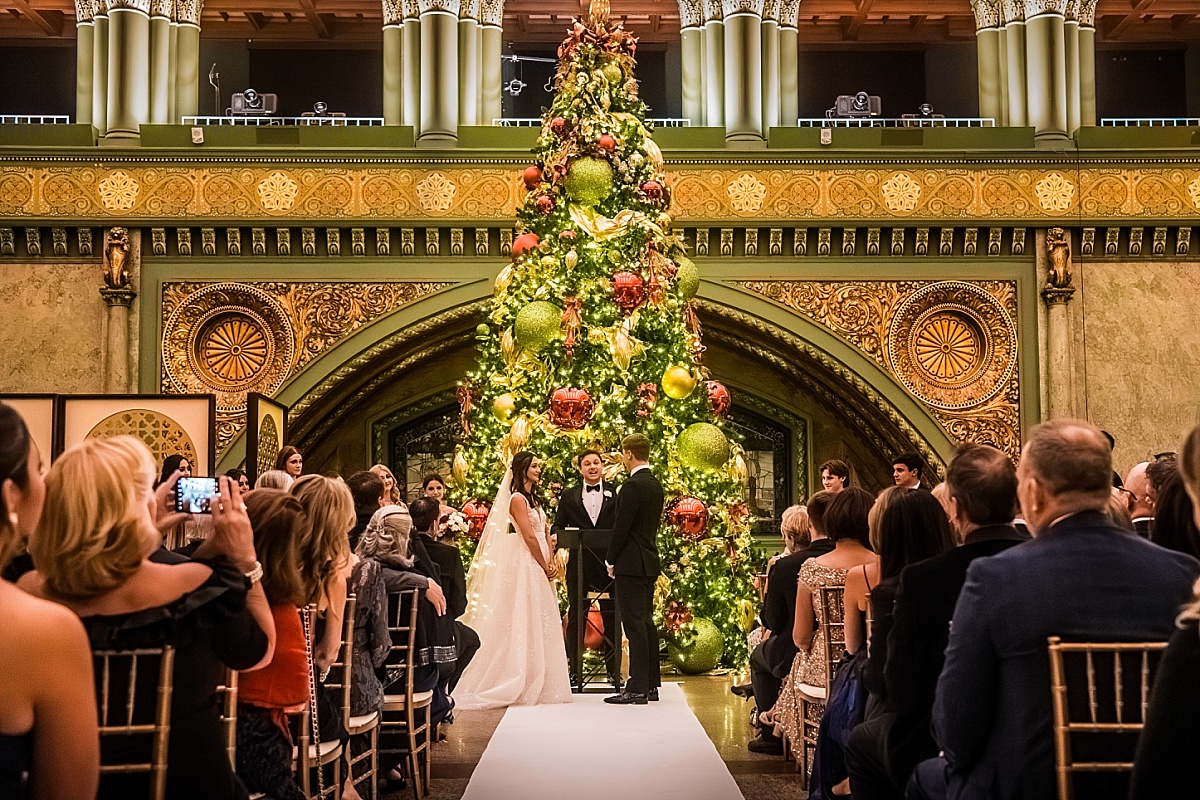 bride and groom at altar in beautiful St. Louis Union Station wedding photo