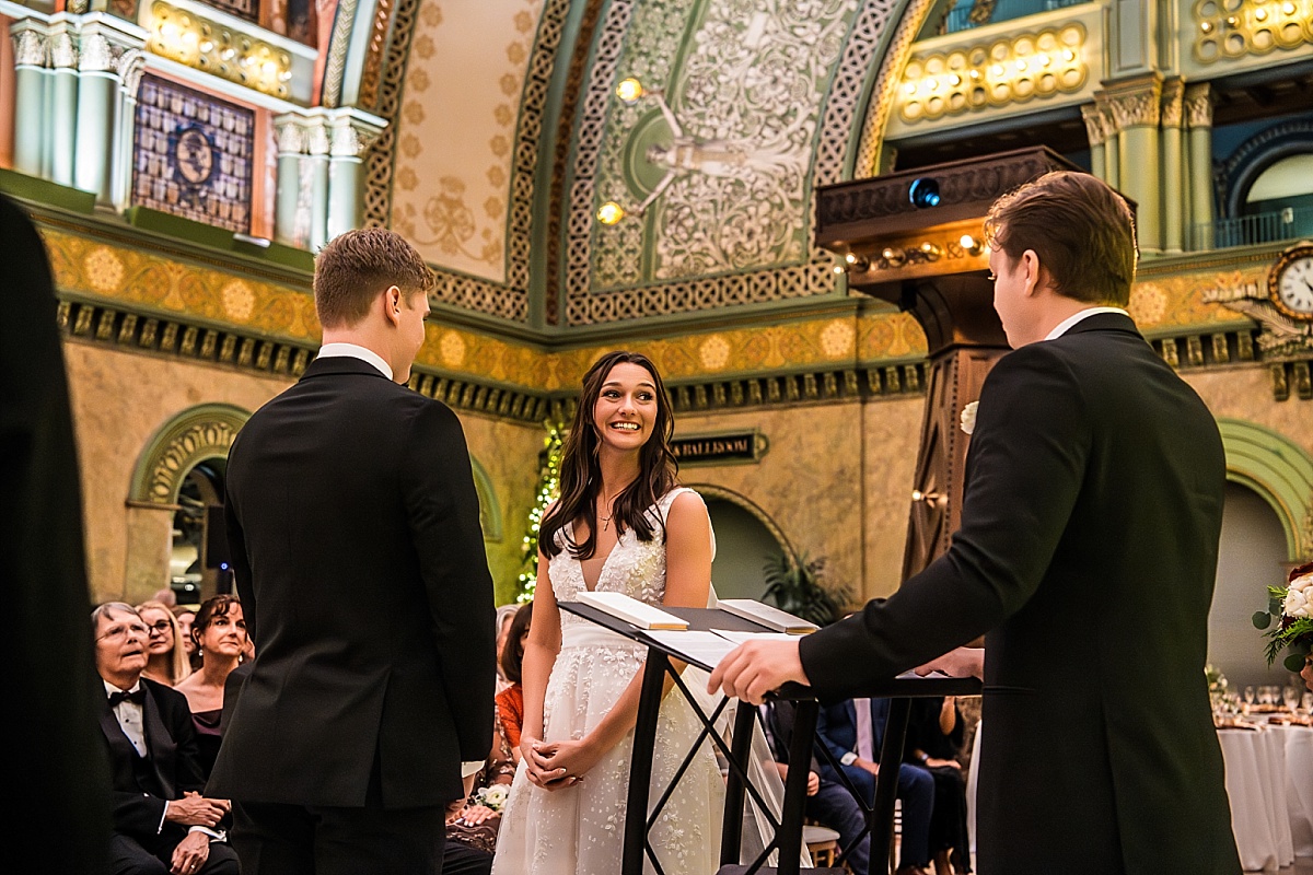 bride and groom in beautiful St. Louis Union Station wedding photo