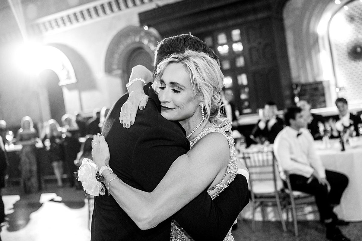 mother son dance in beautiful St. Louis Union Station wedding photo