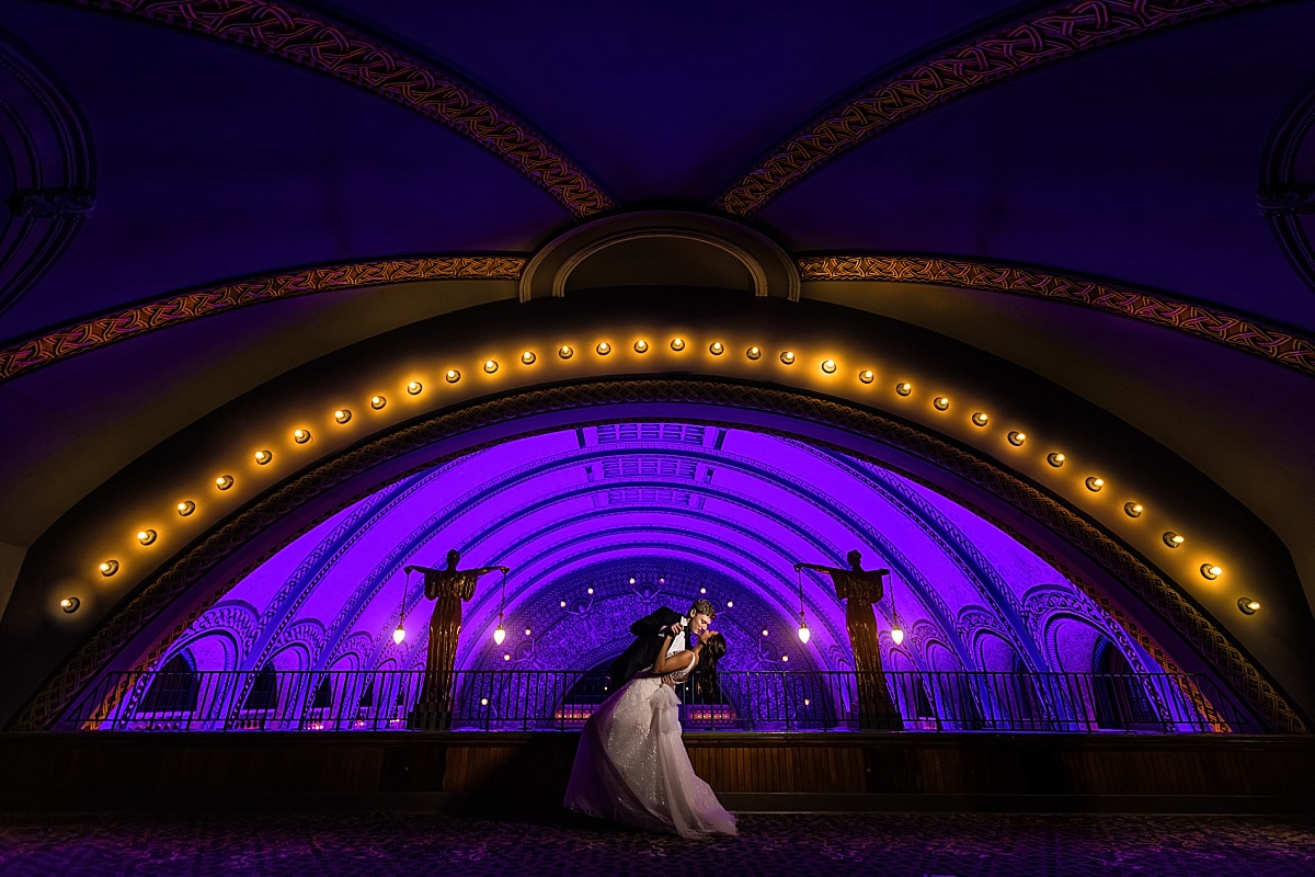 amazing bride and groom portrait in beautiful St. Louis Union Station wedding photo