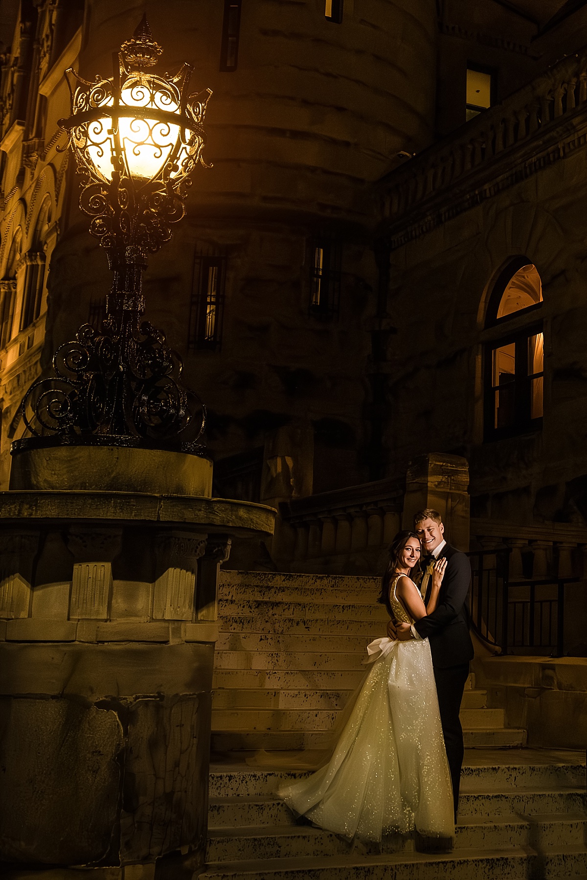 amazing bride and groom portrait outside St. Louis Union Station wedding photo